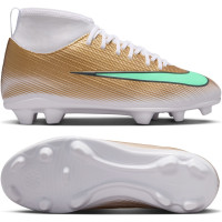 Nike Mercurial Superfly 11 Mbappé Club Gazon Naturel Artificiel Chaussures de Foot (MG) Enfants Doré Vert Blanc