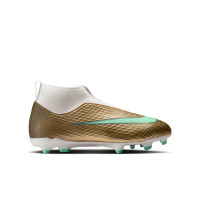 Nike Zoom Mercurial Superfly 11 Mbappé Academy Gazon Naturel Artificiel Chaussures de Foot (MG) Enfants Doré Vert Blanc