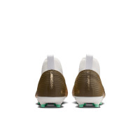 Nike Zoom Mercurial Superfly 11 Mbappé Academy Gazon Naturel Artificiel Chaussures de Foot (MG) Enfants Doré Vert Blanc