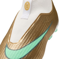 Nike Zoom Mercurial Superfly 11 Mbappé Academy Gazon Naturel Artificiel Chaussures de Foot (MG) Enfants Doré Vert Blanc