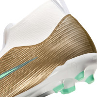 Nike Zoom Mercurial Superfly 11 Mbappé Academy Gazon Naturel Artificiel Chaussures de Foot (MG) Enfants Doré Vert Blanc