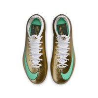 Nike Mercurial Vapor 17 Mbappé Pro Gazon Naturel Chaussures de Foot (FG) Enfants Doré Vert Blanc