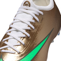 Nike Mercurial Vapor 17 Mbappé Pro Gazon Naturel Chaussures de Foot (FG) Enfants Doré Vert Blanc