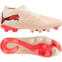 PUMA Future 9 Match Gazon Naturel Artificiel Chaussures de Foot (MG) Blanc Cassé Noir Rose