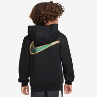 Sweat à capuche polaire Nike Kylian Mbappé Club pour enfants, noir et doré