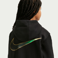 Sweat à capuche polaire Nike Kylian Mbappé Club pour enfants, noir et doré