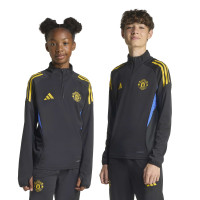 adidas Manchester United Haut d'Entraînement 1/4-Zip 2025-2026 Enfants Noir Bleu Jaune