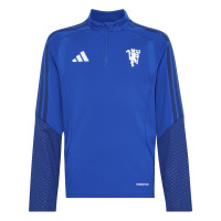 Maillot d'entraînement européen adidas Manchester United 1/4-Zip 2026-2027 pour Enfants, bleu foncé et blanc