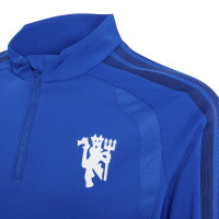 Maillot d'entraînement européen adidas Manchester United 1/4-Zip 2026-2027 pour Enfants, bleu foncé et blanc