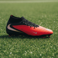 Nike Phantom 6 High Academy Gazon Naturel Artificiel Chaussures de Foot (MG) Noir Rouge Vif Doré