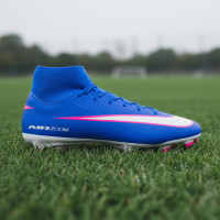 Nike Zoom Mercurial Superfly 10 Academy Gazon Naturel Artificiel Chaussures de Foot (MG) Bleu Blanc Rose Vif
