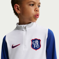 Nike Chelsea Strike Trainingstrui 1/4-Zip 2026-2027 Kids Wit Blauw