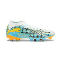 PUMA Future 9 Match Playmaker Gras / Kunstgras Voetbalschoenen (MG) Wit Vibrant Blue Sun Stream Lichtblauw