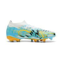 PUMA Future 9 Match Playmaker Gras / Kunstgras Voetbalschoenen (MG) Wit Vibrant Blue Sun Stream Lichtblauw