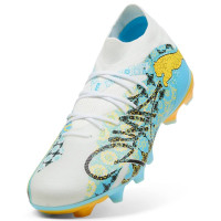 PUMA Future 9 Match Playmaker Gras / Kunstgras Voetbalschoenen (MG) Wit Vibrant Blue Sun Stream Lichtblauw