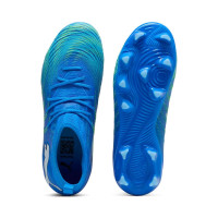 PUMA Future 9 Match Gras / Kunstgras Voetbalschoenen (MG) Kids Blauw Luminous Blue Lime
