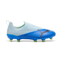 PUMA Ultra 7 Match Sans Lacets Gazon Naturel Artificiel Chaussures de Foot (MG) Enfants Bleu Clair Bleu Lime