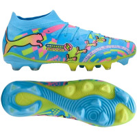 PUMA Future 9 Match ADV Gazon Naturel Artificiel Chaussures de Foot (MG) Bleu Vif Rose Vif Vert Néon