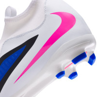 Nike Phantom 6 High Academy Gras / Kunstgras Voetbalschoenen (MG) Kids Blauw Wit Felroze