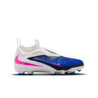 Nike Phantom 6 High Academy Gras / Kunstgras Voetbalschoenen (MG) Kids Blauw Wit Felroze