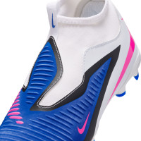 Nike Phantom 6 High Academy Gras / Kunstgras Voetbalschoenen (MG) Kids Blauw Wit Felroze