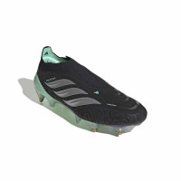 adidas Predator Elite Sans Lacets Crampons Vissés Chaussures de Foot (SG) Noir Gris Argenté Vert Menthe
