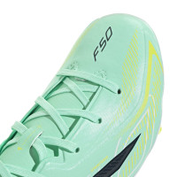 adidas F50 Hyperfast League Gazon Naturel Chaussures de Foot (FG) Enfants Vert Menthe Noir Blanc