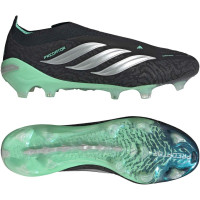 adidas Predator Elite Sans Lacets Gazon Naturel Chaussures de Foot (FG) Noir Gris Argenté Vert Menthe