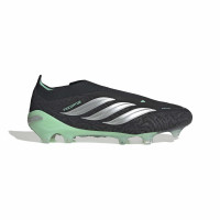 adidas Predator Elite Sans Lacets Gazon Naturel Chaussures de Foot (FG) Noir Gris Argenté Vert Menthe