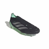 adidas Predator Elite Sans Lacets Gazon Naturel Chaussures de Foot (FG) Noir Gris Argenté Vert Menthe