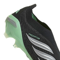 adidas Predator Elite Sans Lacets Gazon Naturel Chaussures de Foot (FG) Noir Gris Argenté Vert Menthe