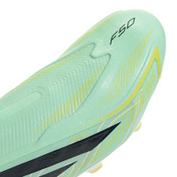 adidas F50 Hyperfast League Sans Lacets Gazon Naturel Chaussures de Foot (FG) Vert Menthe Noir Blanc