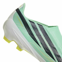 adidas F50 Hyperfast League Sans Lacets Gazon Naturel Chaussures de Foot (FG) Vert Menthe Noir Blanc