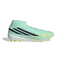 adidas F50 Hyperfast League Mid Gazon Naturel Chaussures de Foot (FG) Vert Menthe Noir Blanc