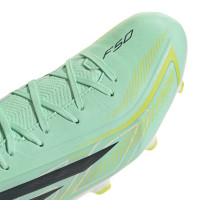 adidas F50 Hyperfast League Mid Gazon Naturel Chaussures de Foot (FG) Vert Menthe Noir Blanc