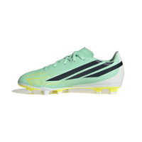 adidas F50 Hyperfast Club Gras / Kunstgras Voetbalschoenen (MG) Kids Mintgroen Zwart Wit