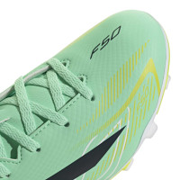 adidas F50 Hyperfast Club Gras / Kunstgras Voetbalschoenen (MG) Kids Mintgroen Zwart Wit