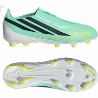 adidas F50 Hyperfast League Sans Lacets Gazon Naturel Chaussures de Foot (FG) Enfants Vert Menthe Noir Blanc
