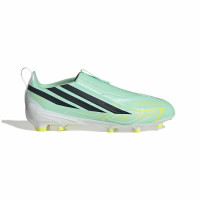 adidas F50 Hyperfast League Sans Lacets Gazon Naturel Chaussures de Foot (FG) Enfants Vert Menthe Noir Blanc