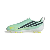 adidas F50 Hyperfast League Sans Lacets Gazon Naturel Chaussures de Foot (FG) Enfants Vert Menthe Noir Blanc