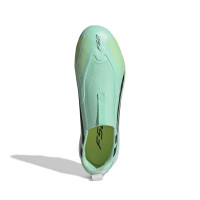 adidas F50 Hyperfast League Sans Lacets Gazon Naturel Chaussures de Foot (FG) Enfants Vert Menthe Noir Blanc