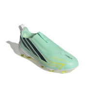 adidas F50 Hyperfast League Sans Lacets Gazon Naturel Chaussures de Foot (FG) Enfants Vert Menthe Noir Blanc