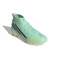 adidas F50 Hyperfast League Mid Gazon Naturel Chaussures de Foot (FG) Enfants Vert Menthe Noir Blanc