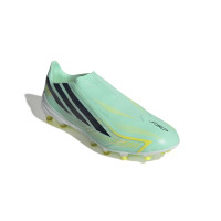adidas F50 Hyperfast League Sans Lacets Gazon Artificiel Chaussures de Foot (AG) Vert Menthe Noir Blanc