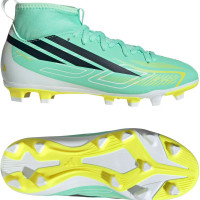 adidas F50 Hyperfast Club Mid Gras / Kunstgras Voetbalschoenen (MG) Kids Mintgroen Zwart Wit