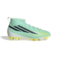 adidas F50 Hyperfast Club Mid Gras / Kunstgras Voetbalschoenen (MG) Kids Mintgroen Zwart Wit