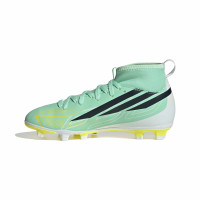 adidas F50 Hyperfast Club Mid Gras / Kunstgras Voetbalschoenen (MG) Kids Mintgroen Zwart Wit