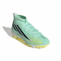 adidas F50 Hyperfast Club Mid Gras / Kunstgras Voetbalschoenen (MG) Kids Mintgroen Zwart Wit