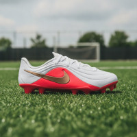 Nike Tiempo Maestro Academy Gras / Kunstgras Voetbalschoenen (MG) Peuters/Kleuters Wit Felrood Goud