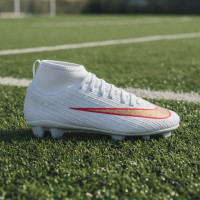 Nike Mercurial Superfly 11 Club Gazon Naturel Artificiel Chaussures de Foot (MG) Tout-Petits Blanc Rouge Vif Doré